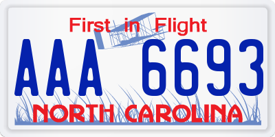 NC license plate AAA6693