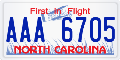 NC license plate AAA6705