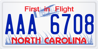 NC license plate AAA6708