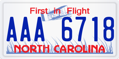 NC license plate AAA6718