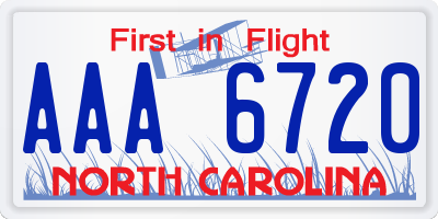 NC license plate AAA6720