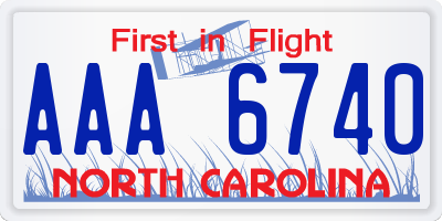 NC license plate AAA6740