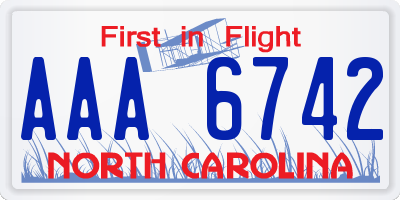 NC license plate AAA6742