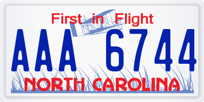 NC license plate AAA6744