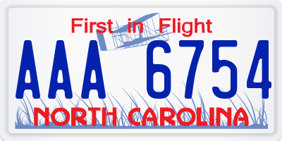 NC license plate AAA6754