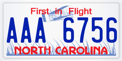 NC license plate AAA6756