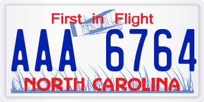 NC license plate AAA6764