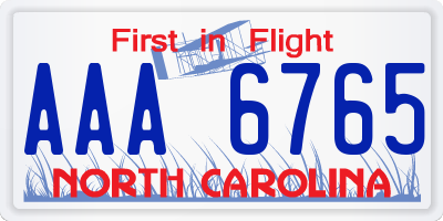 NC license plate AAA6765