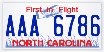 NC license plate AAA6786