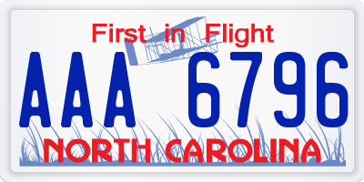 NC license plate AAA6796