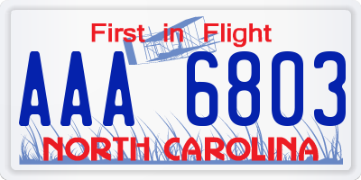 NC license plate AAA6803
