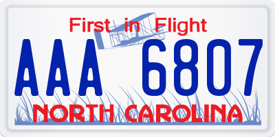 NC license plate AAA6807