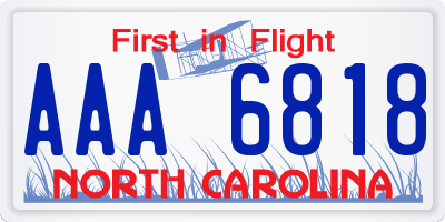 NC license plate AAA6818