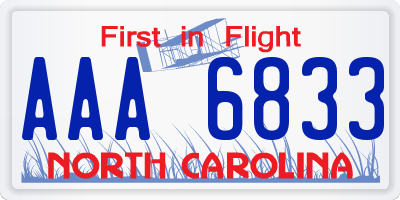 NC license plate AAA6833