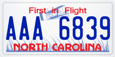 NC license plate AAA6839
