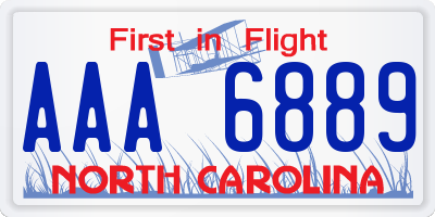NC license plate AAA6889