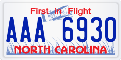 NC license plate AAA6930