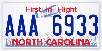 NC license plate AAA6933