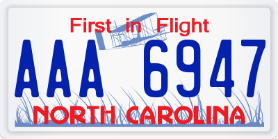 NC license plate AAA6947