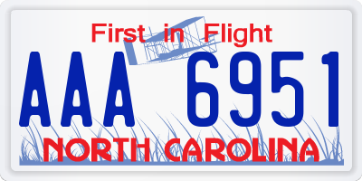 NC license plate AAA6951