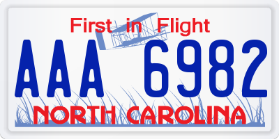 NC license plate AAA6982