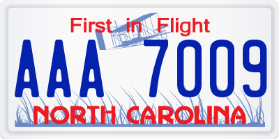 NC license plate AAA7009