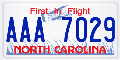 NC license plate AAA7029