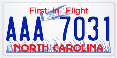 NC license plate AAA7031