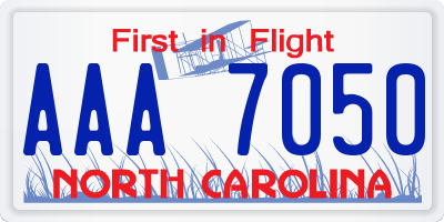 NC license plate AAA7050