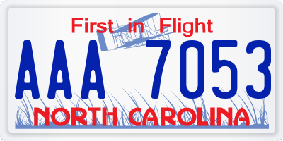 NC license plate AAA7053