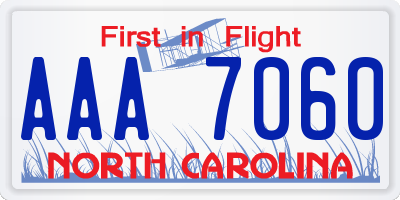 NC license plate AAA7060
