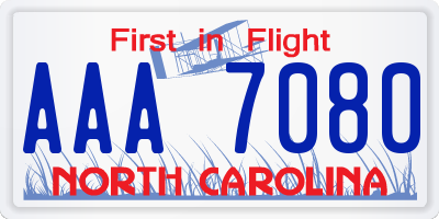 NC license plate AAA7080