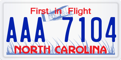 NC license plate AAA7104