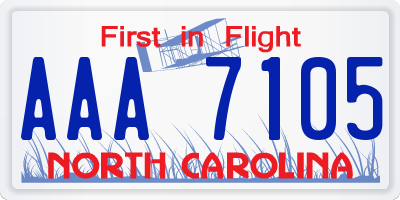 NC license plate AAA7105