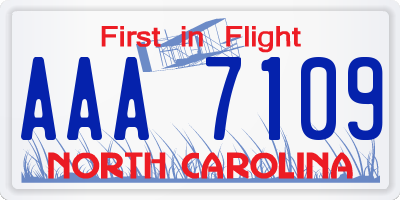NC license plate AAA7109