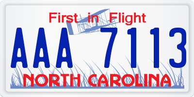 NC license plate AAA7113
