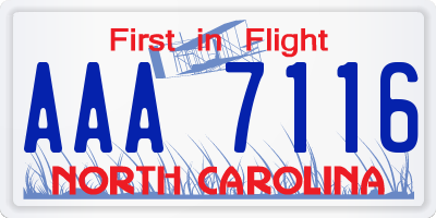 NC license plate AAA7116