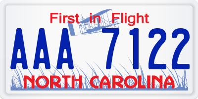 NC license plate AAA7122