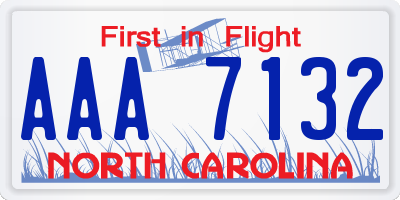 NC license plate AAA7132