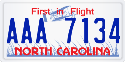 NC license plate AAA7134