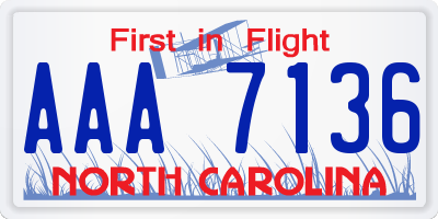 NC license plate AAA7136