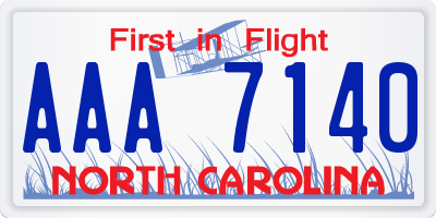 NC license plate AAA7140