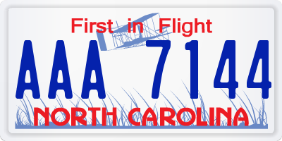 NC license plate AAA7144
