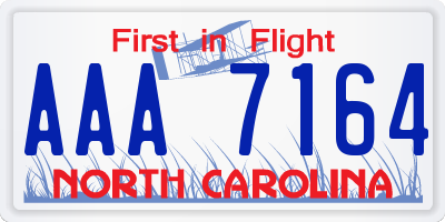 NC license plate AAA7164
