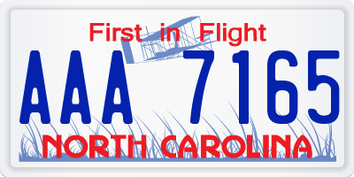 NC license plate AAA7165