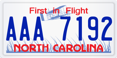NC license plate AAA7192