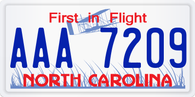 NC license plate AAA7209