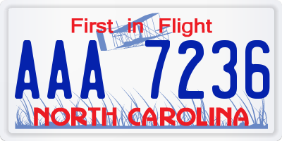 NC license plate AAA7236