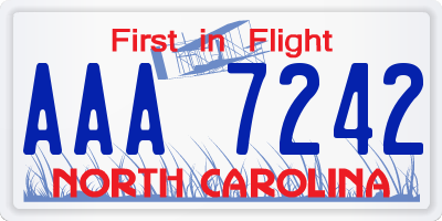 NC license plate AAA7242