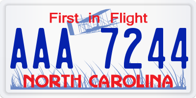 NC license plate AAA7244